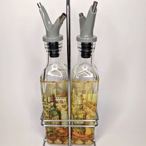 Decorative Glass Oil and Vinegar Dispenser Set